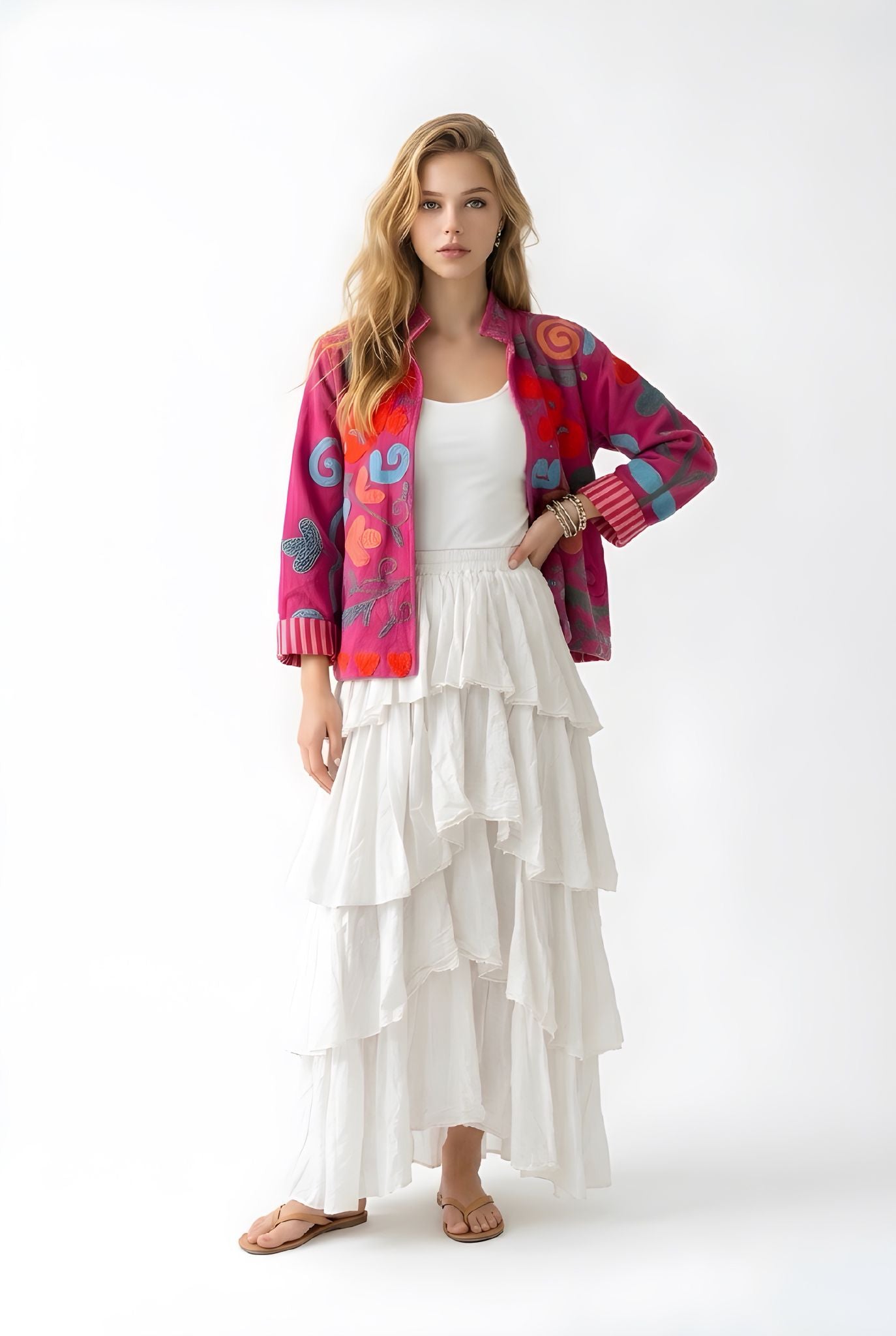 Chaqueta Flores Fucsia