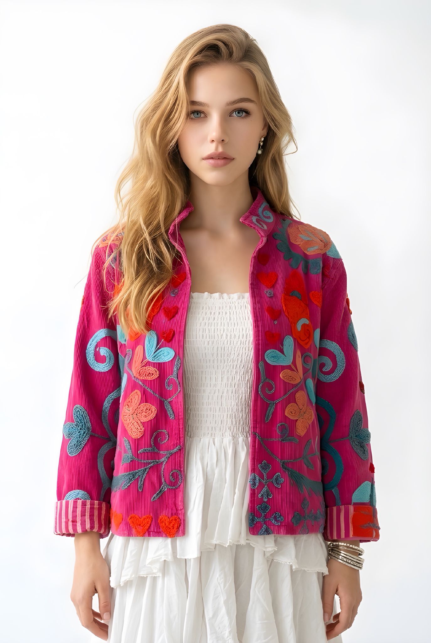 Chaqueta Flores Fucsia